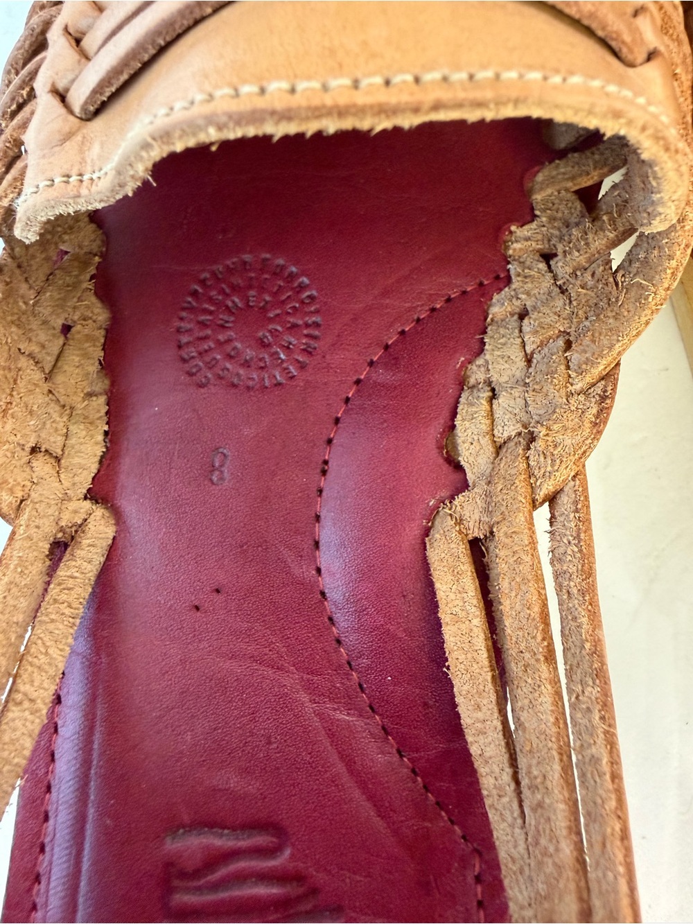 Espiritu Brand Leather Huarache Slip-On Shoes with Red Insole size 8 Beautiful! - Picture 8 of 10